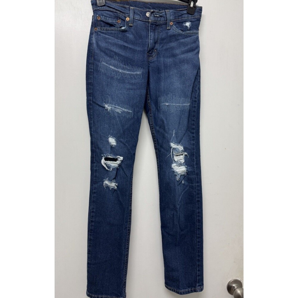 Levi's 511 Men's Jeans Size 28X32 Blue Distressed Ripped Slim Fit Denim Pants